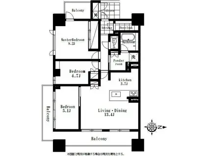 ル・シェモア浜松中央(3LDK/8階)の間取り写真