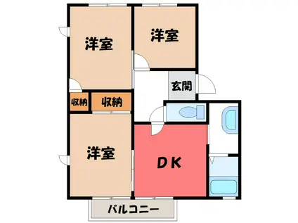 グランドール山王C(3DK/2階)の間取り写真