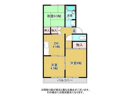 オークハウス(3DK/1階)の間取り写真