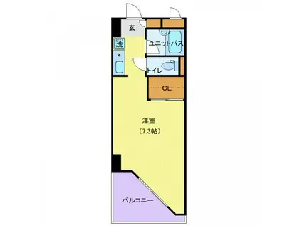 ホワイトキャッスル宮城野II(ワンルーム/2階)の間取り写真