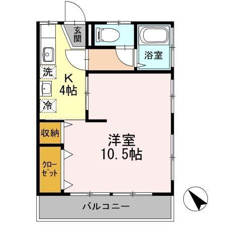 パルティール(1K/2階)の間取り写真