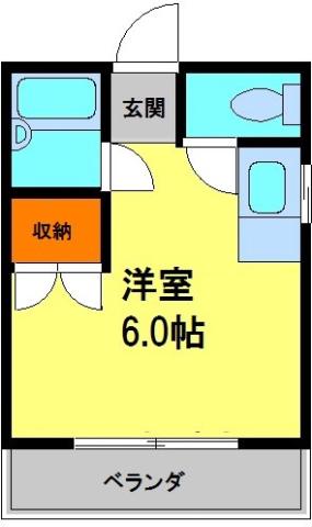 西田レジデンスA棟(1K/2階)の間取り写真