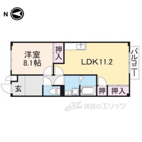 クレストビレッジⅢ(1LDK/2階)の間取り写真