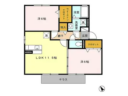 セジュールKS I(2LDK/1階)の間取り写真