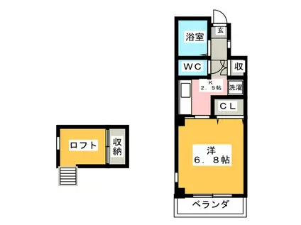 FOR YOU(1K/2階)の間取り写真