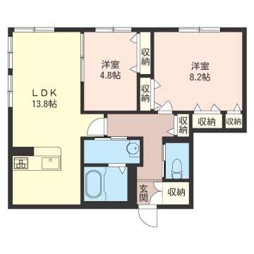 カトレアージュ(2LDK/1階)の間取り写真