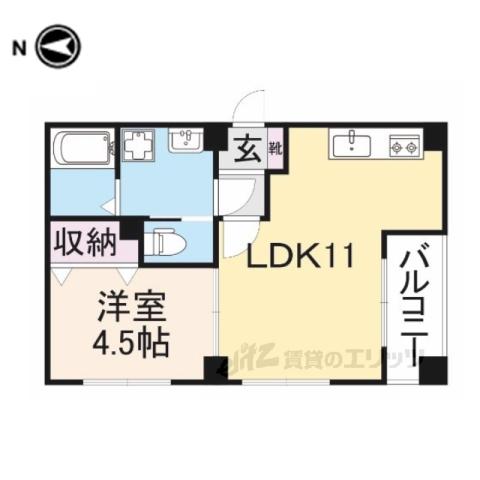エクセレント天理(1LDK/5階)の間取り写真