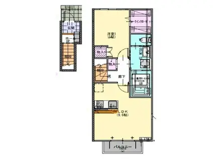 パークハウス A・B棟(1LDK/2階)の間取り写真