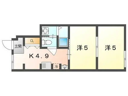 シェスム清水(2K/1階)の間取り写真