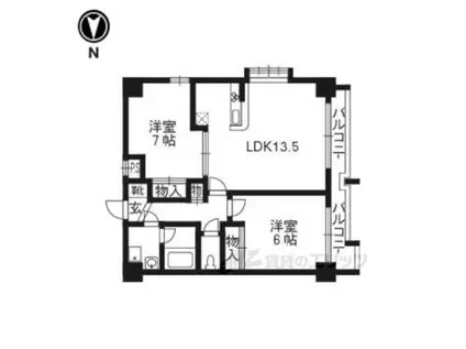 アンシャンテ(2LDK/9階)の間取り写真