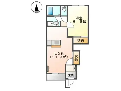 メルベーユライフ(1LDK/1階)の間取り写真