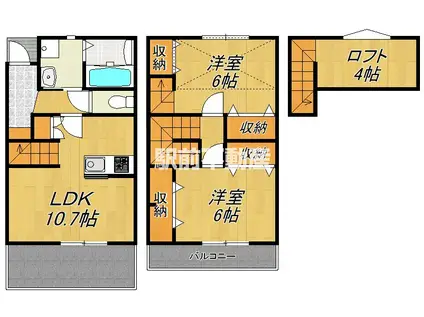 プロスペラール I(2LDK/3階)の間取り写真