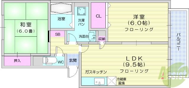プリムローズ(2LDK/1階)の間取り写真