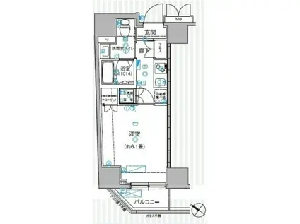 ミテッツァ北品川(1K/8階)の間取り写真
