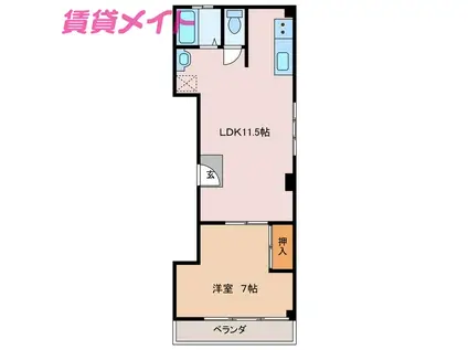 安島コーポ(1LDK/2階)の間取り写真