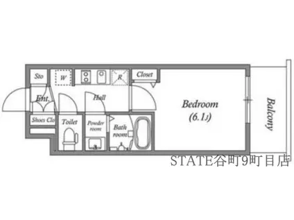 メインステージ天王寺サイドシティ(1K/9階)の間取り写真