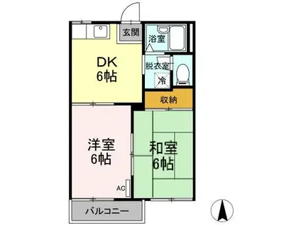 第二沖田ハイツ(2DK/2階)の間取り写真