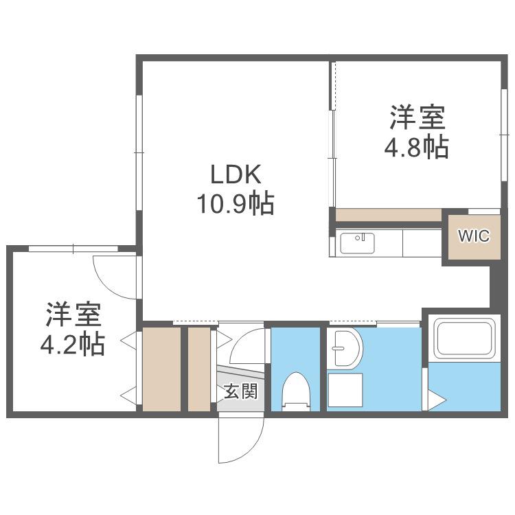 オルセーフラット西町南(2LDK/3階)の間取り写真