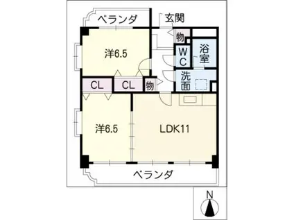 グリンデル入沢(2LDK/4階)の間取り写真