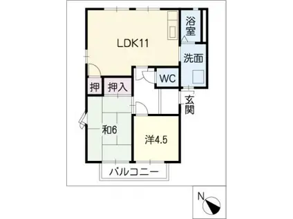 グランドカンパーニュ(2LDK/2階)の間取り写真