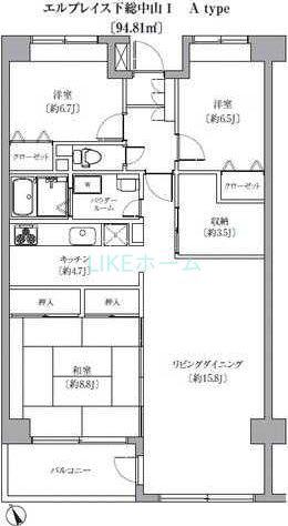 エルプレイス下総中山I(3LDK/2階)の間取り写真