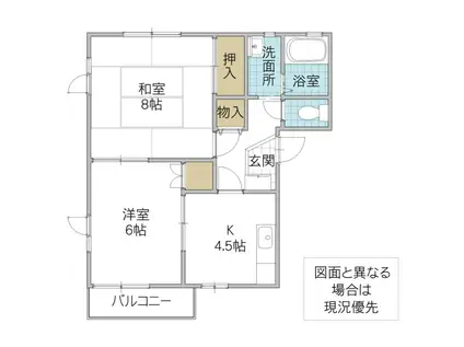 セピアコート A棟(2K/1階)の間取り写真