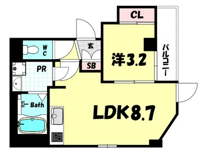 ERCITY S下山手通(1LDK/4階)の間取り写真