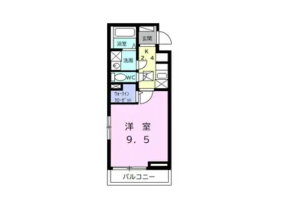 サウスII(1K/1階)の間取り写真