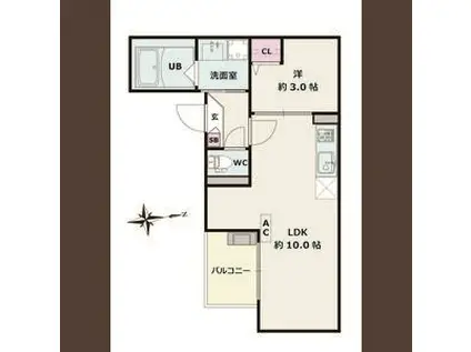 JACK MORIYAMAI(1LDK/1階)の間取り写真