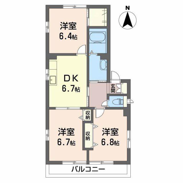 フローラル白浜II(3DK/2階)の間取り写真