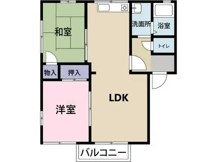 サニーハイツスズキ A(2LDK/2階)の間取り写真