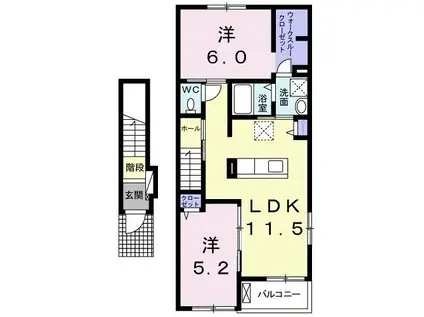 サクラ平II(2LDK/2階)の間取り写真