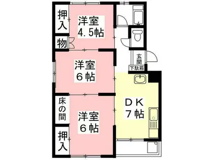 酒向第一ビル(3DK/4階)の間取り写真