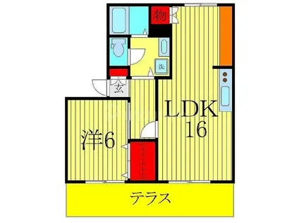 ヴィラ松ヶ丘D(1LDK/1階)の間取り写真