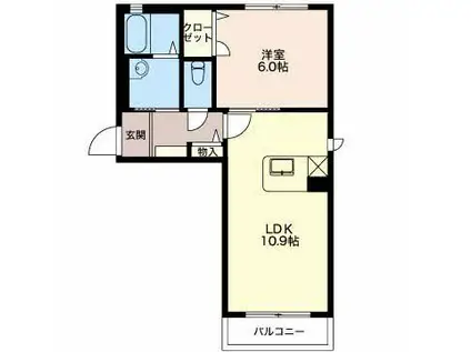 ヴェルドミールA(1LDK/2階)の間取り写真