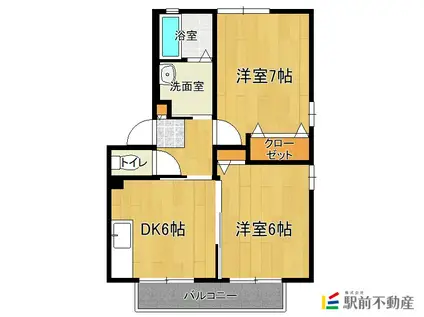 オーシャンハイツ(2DK/2階)の間取り写真