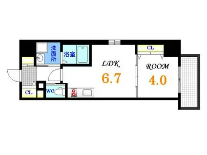 KATAYAMA BLDG.23(1LDK/6階)の間取り写真