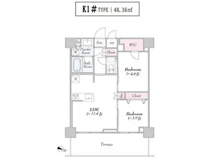 アーバンリンク護国寺(2LDK/1階)の間取り写真