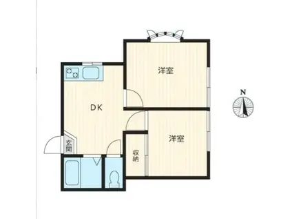 ベルプラザ尾山台(2DK/2階)の間取り写真