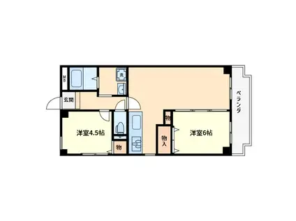 グレースサンシャイン(2LDK/4階)の間取り写真