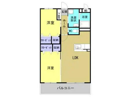 ユーミー寺司(2LDK/2階)の間取り写真