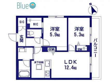 ヴィアマーレ(2LDK/1階)の間取り写真