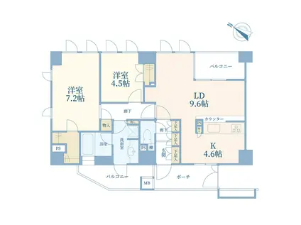 ジェイパーク中目黒IV(2LDK/8階)の間取り写真