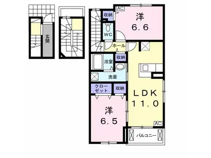 アンジュ しま(2LDK/3階)の間取り写真