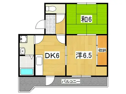 わかさ川ハイツ(2DK/3階)の間取り写真