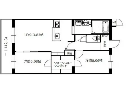 APRICOT(2LDK/2階)の間取り写真