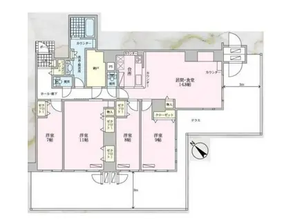 トルナーレ日本橋浜町(4LDK/3階)の間取り写真