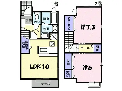 ベル ファミーユII 5番館(2LDK/1階)の間取り写真