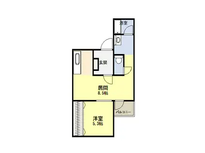 ヴィレッジアイリス(1LDK/2階)の間取り写真