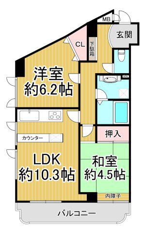 メインステージ武庫之荘(2LDK/3階)の間取り写真
